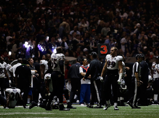 Baltimore Ravens players, Power Outage, Superbowl Baltimore Ravens players, Power Outage, Superbowl